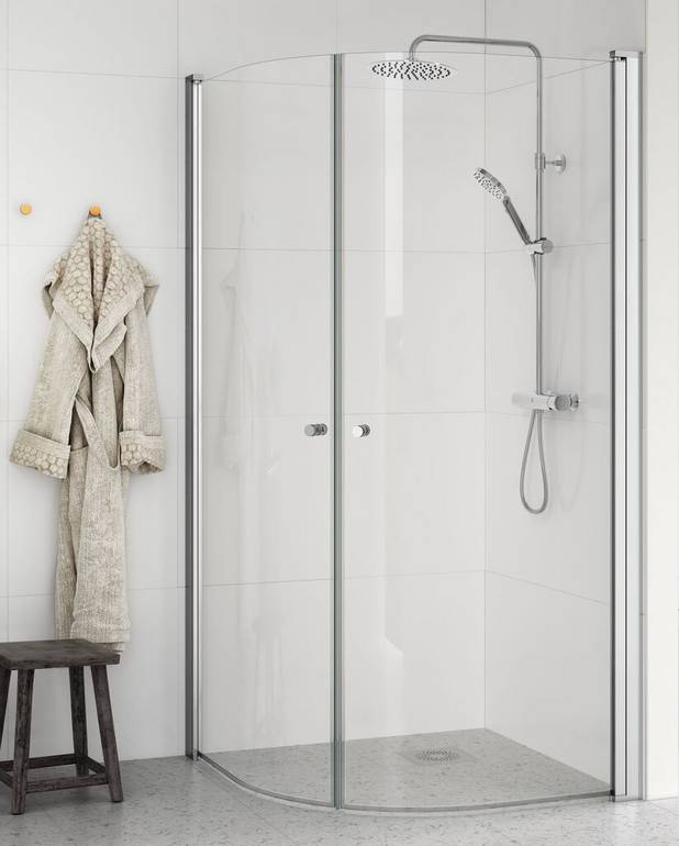 Round shower door set - Pre-fitted door profiles for quick and simple installation
Doors reversible for right/left-hand installation
Polished profiles and door handles