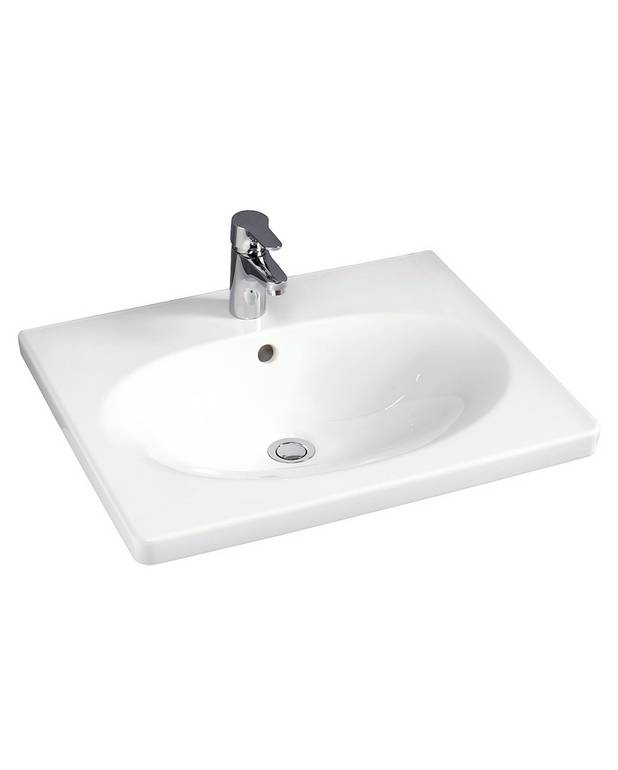 Bathroom sink Nautic 5562 - for bracket mounting 62 cm - Elliptical sink with generous counter spaces
For mounting on brackets or Nautic furniture
Ceramicplus: fast & environmentally friendly cleaning