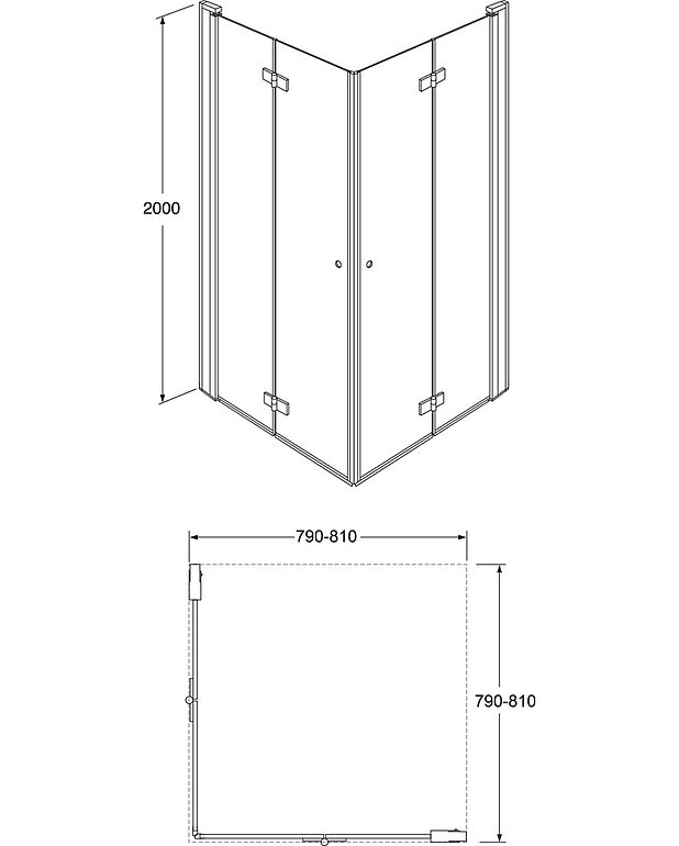 Square taittuva suihkuovisetti kulmaan - Mittapiirros - Square_folding_door_80x80_web.jpg