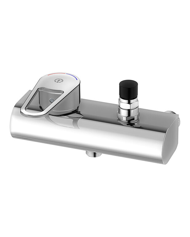 Wash trough mixer New Nautic - Singel lever - Grip-friendly lever with clear color marking for hot and cold water
With vacuum valve and check valves in the inlets
Eco-stop, adjustable maximum flow limitation