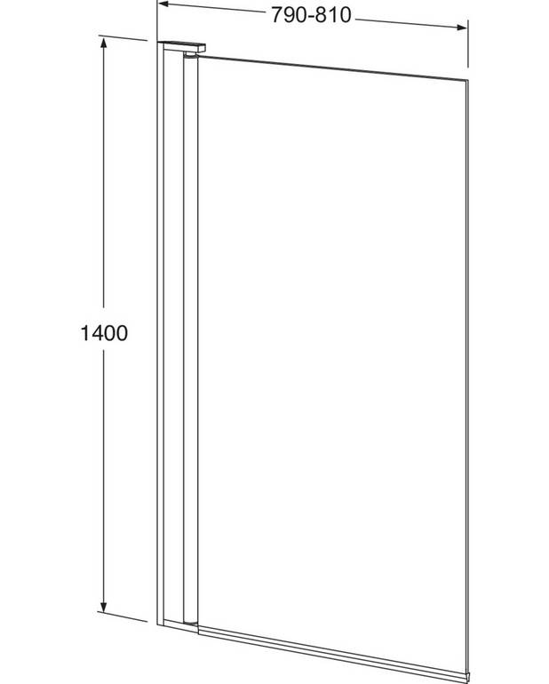 Square bathtub door - Reversible for right/left-hand installation
Pre-fitted door profiles for quick and simple installation
Tempered safety glass, 6 mm