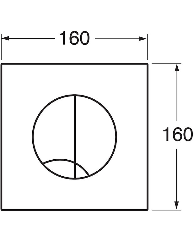 Huuhtelupainike XS-asennustelineeseen – seinäpainike, pyöreä - Mittapiirros - Control_panel_Duo.jpg