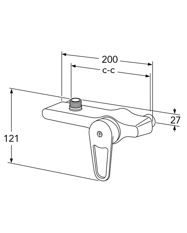 Duschblandare Nya Nautic - ettgrepp - Måttskiss - Gustavsberg_Shower_mixer_single_lever_Nautic_connection_up.jpg