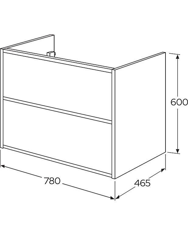 Ducentic-allaskaappi 80cm, 2 laatikkoa - Mittapiirros - Gustavsberg_Vanity-unit-Ducentic-800mm_2drw_ProductImages1300x1620.jpg
