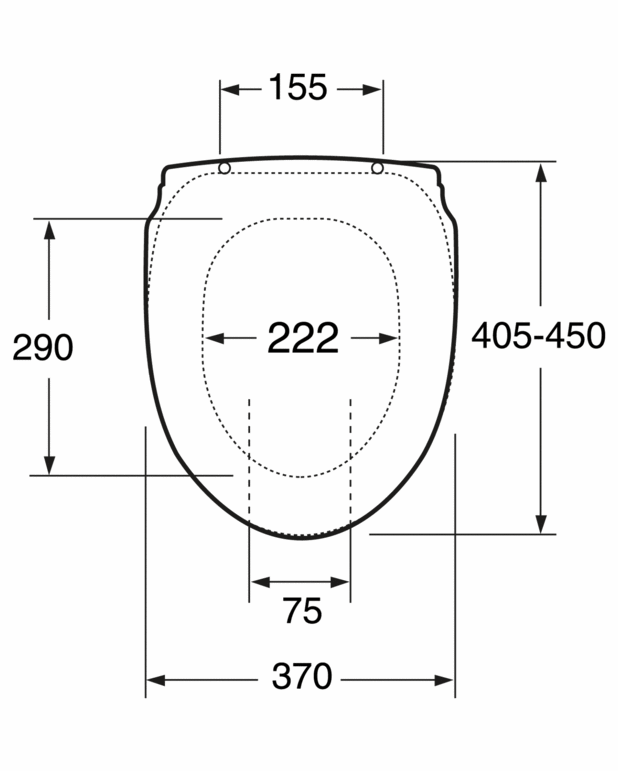 Toilet seat Care 3060 - Ergonomic lid, comfortable to sit on
For installation with or without armrest
Slip stop for side stability