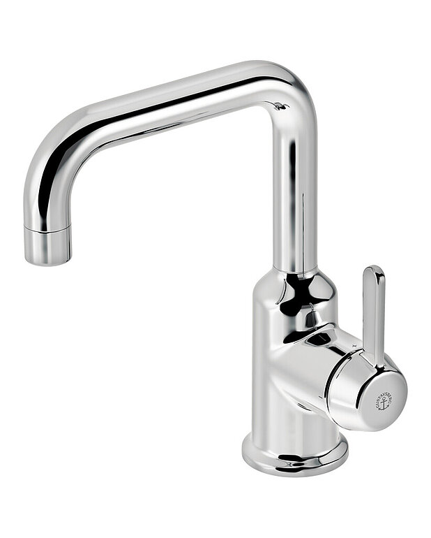 Washbasin mixer Ducentic - Created for the 200 year anniversary of Gustavsberg, celebrating the heritage of caftsmanship and design
Swiveling spout, can be locked at 0, 60 or 110 degrees, or asymmetrical
Contains less than 0.1% lead