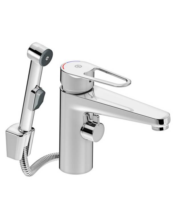  - Energy Class A
Cold-start, only cold water when the lever is in straight forward position
Easy grip lever with clear colour marking for hot and cold