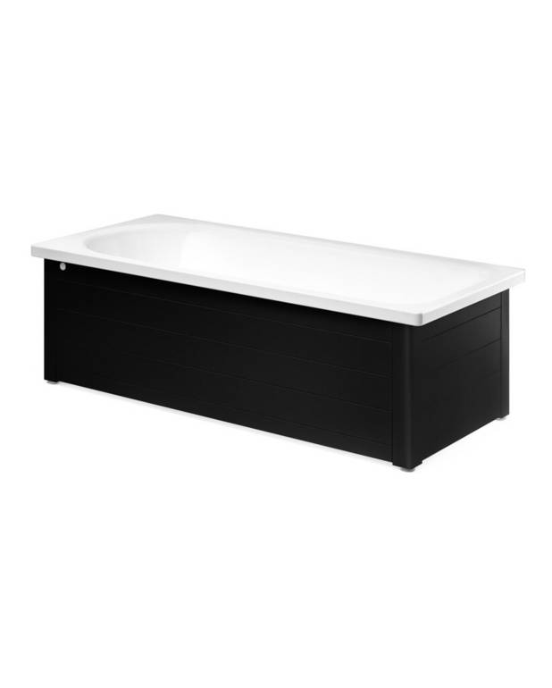 Bathtub front panel 7416 – 1600 x 700 - Full-front panel features a slidable lower section to facilitate cleaning
Feet adjustable 25 mm in height
Space for pipework