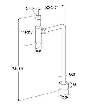 Vesilukko Round, lattialiitäntä - Mittapiirros - GB41109939_Water_trap_floor_drawing.jpg