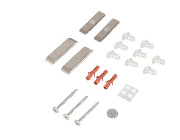 Varuosade komplekt Artic ja Graphic peegelkapile - 3x puukruvi3x pistik
8x riiulikandur
4x plastikust summuti
1x logo
2x katteplaat kinnitamiseks
2x hinge katteplaat