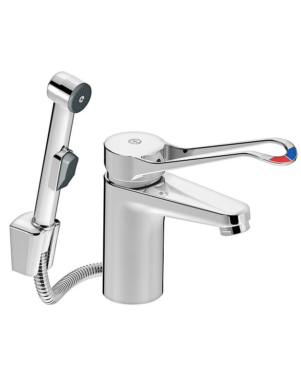 Washbasin mixer New  Care - Contains less than 0.1% lead 
ECO Flow adapted flow
Cold-start, only cold water when the lever is in straight forward position