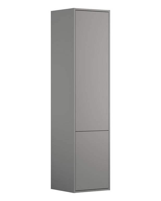 Tall cabinet Artic - 40 cm - Reversible doors for right or left mounting
With smart storage in the upper door
Mounting system that is easily and quickly mounted on a wall and easily adjusted to the correct position