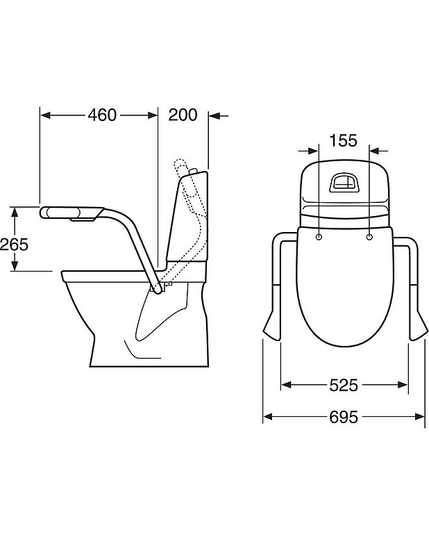 Inva käetugi Nautic 3055 - Ergonoomiliselt vormitud haardkäepide
Kombineeritakse prill-lauaga inva 3060