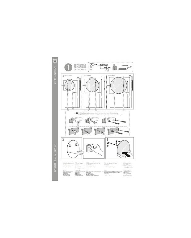 Bathroom mirror, round – 60 cm - Intended for wall-mounting
Easy to mount and adjust
Can be combined with Graphic lighting, see accessories