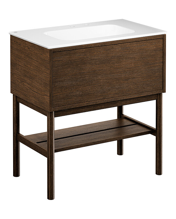 Kommod Ducentic Brun ek - 80 cm - Skapad för Gustavsbergs 200-årsjubileum och hyllar arvet av hantverk och design
Rymligt lådutrymme utan behov av urtag för vattenlåset, vilket ger mer plats för förvaring
Mjukstängande låda med full utdrag ger en komplett överblick över innehållet