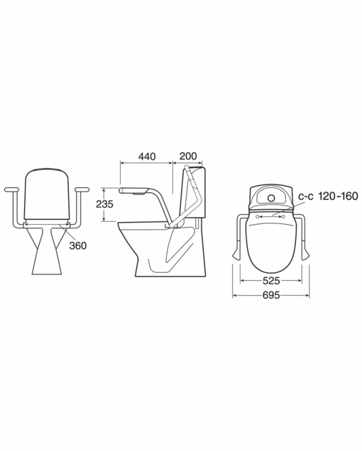 Hjälpmedel - toalett - armstöd Nordic 3051 - Ergonomiskt utformade grepphandtag
Passar golvstående toaletter i Nordic³-, Logic- och Nordic-serien
Även vägghängda toaletten 4G01R001