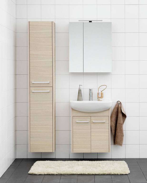 Bathroom cabinet Nordic³ - 60 cm - Complete furniture package with cabinet and sink
Doors with Soft Close for gentle closing
Opening in cabinet for drain pipe to floor