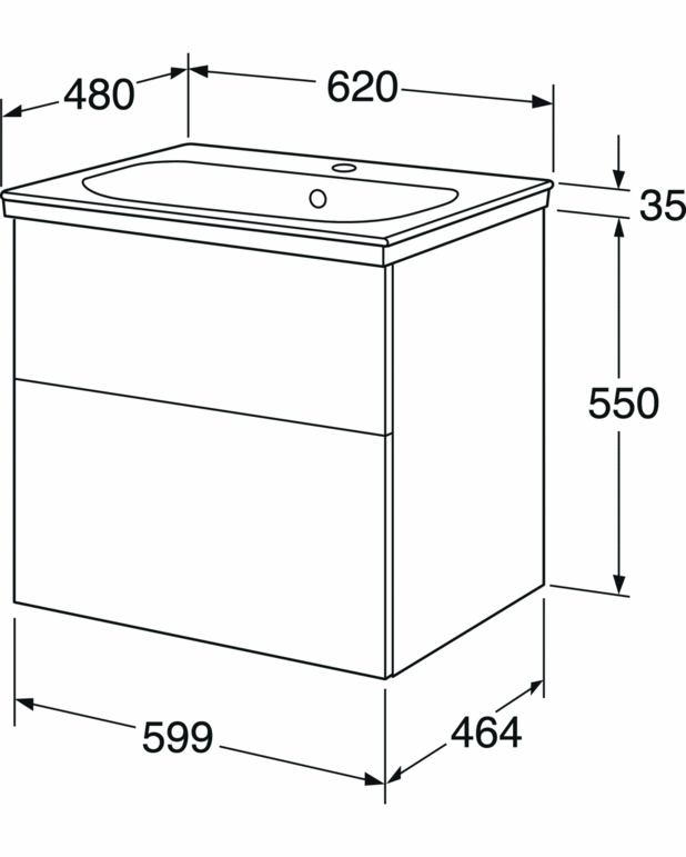 Bathroom cabinet Artic - 60 cm - Fully extendable drawers with soft closing
Washstand water trap that saves space in cabinet
Manufactured in moisture resistant materials