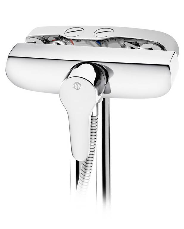 Shower mixer Nautic - single-lever - Adjustable comfort flow can be activated as needed
Adjustable max temperature for increased scald protection
Can be adjusted for universal accessibility with extended lever