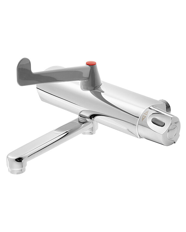 Bathroom sink faucet - Care wall-mounted thermostat - Safe Touch reduces the heat on the front of the faucet