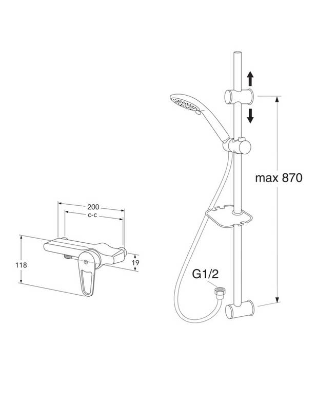 Shower mixer New Nautic - Singel lever - 