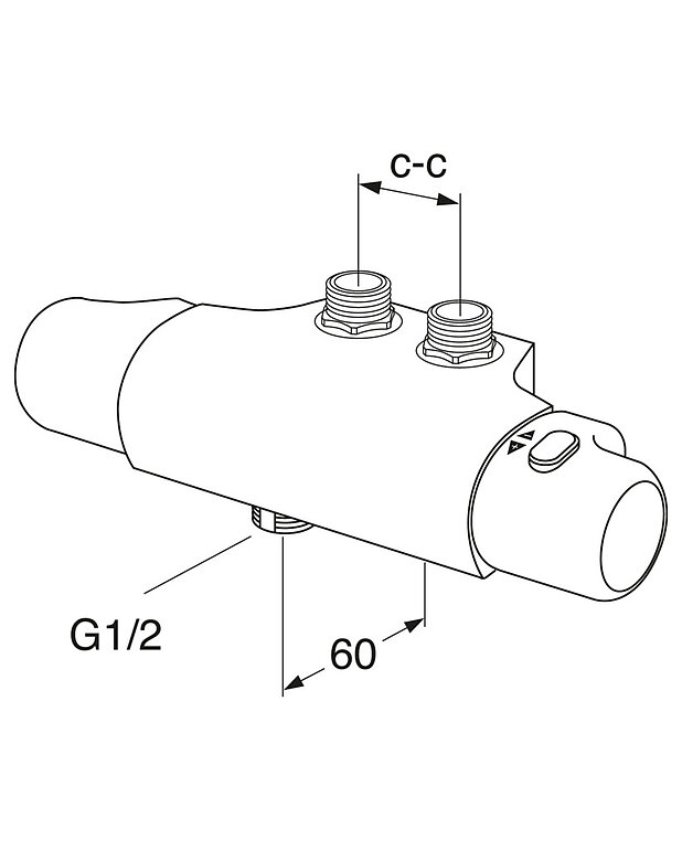 Duschblandare Logic - termostat, 40 c-c - Måttskiss - GB41204944.jpg