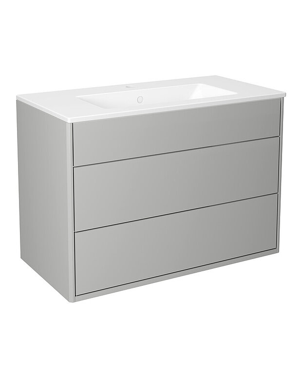 Bathroom cabinet Graphic - 80 cm - All-covering porcelain sink
Hidden compartment for storing small things 
The fold out compartment provides extra shelf space