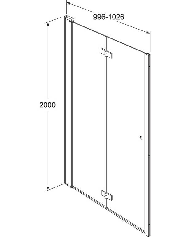 Square Foldable shower door niche set - Foldable door, takes up less space
Polished profiles and integrated door handle
Pre-fitted door profiles for quick and simple installation