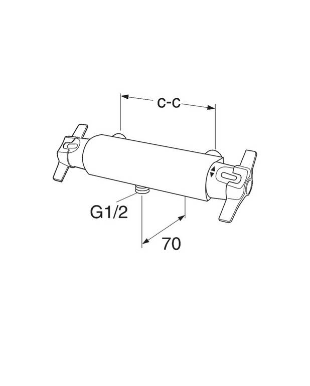 Brusearmatur Care - termostat - Safe Touch minimerer varmen på forsiden af armaturet
Indeholder mindre end 0,1 % bly
Kan anvendes sammen med badekarstud