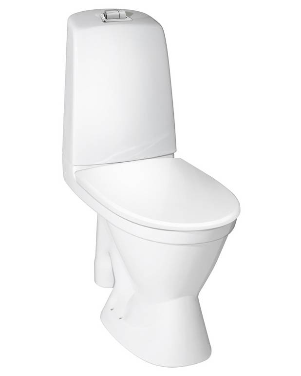 Toilet Nautic 5591 - exposed S-trap, large footprint - Easy-to-clean and minimalist design
Full coverage condensation-free flush tank
Large footprint: covers marks left by old toilet.