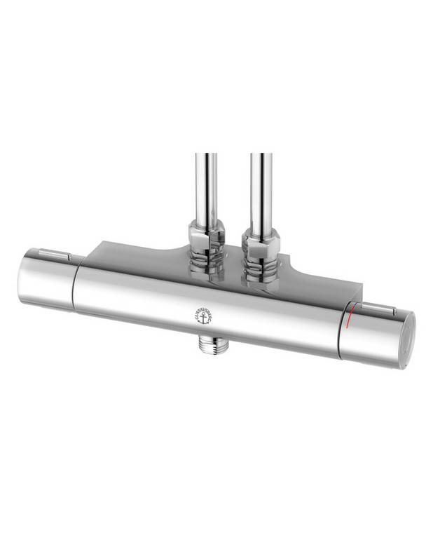 Shower mixer New Nautic - Thermostat - Safe Touch reduces the heat on the front of the faucet
Maintains even water temperature upon pressure and temperature changes
Can be expanded with bathtub spout
