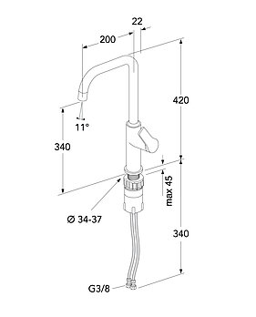 Virtuves jaucējkrāns Epic ar augsto snīpi - Rasējumi - GB41209956-Epic-Kitchen-mixer-drawing.jpg
