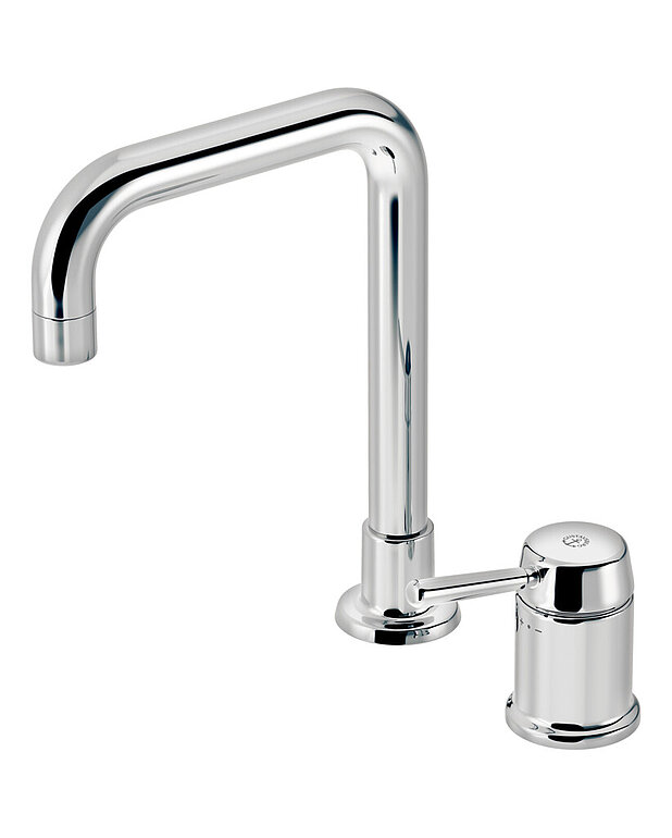 Washbasin mixer Ducentic - Created for the 200 year anniversary of Gustavsberg, celebrating the heritage of caftsmanship and design
Swiveling spout, can be locked at 0, 60 or 110 degrees
Contains less than 0.1% lead