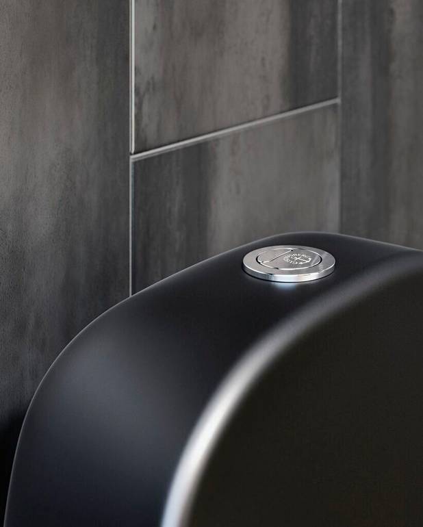 Toilet Estetic 8300 -  hidden S/P-trap, Hygienic Flush - A matt colour that matches other matt black products
Hygienic Flush: open flush rim for easier cleaning
Ceramicplus: quick & eco-friendly cleaning