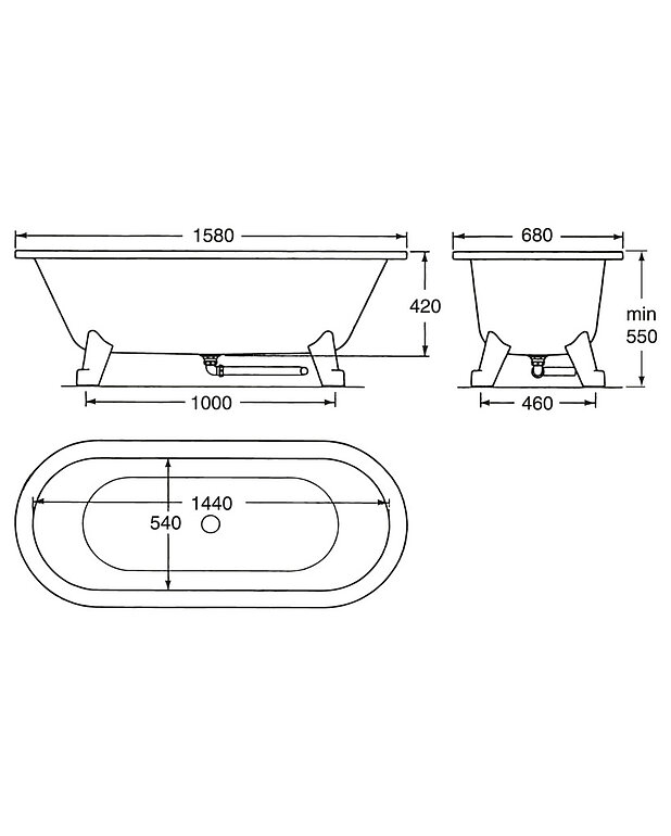 Freestanding bathtub Duo - 1580x680 - Drawing - 6316S.jpg