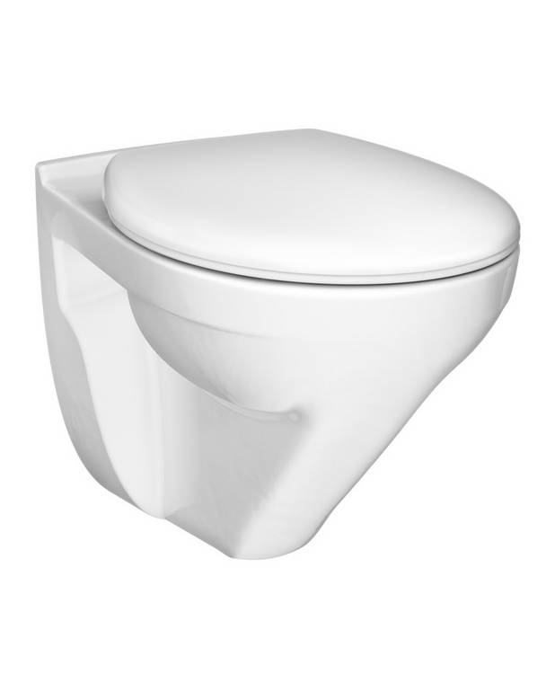  - Hygienic Flush with open flush rim for easier cleaning
Glazed under the flush edge for simplified cleaning
Works with our Triomont fixtures