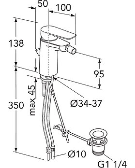 Bidé-kran, Atlantic - Måleskisse - GB41215072BidblandareAtlantic_Drawing.jpg
