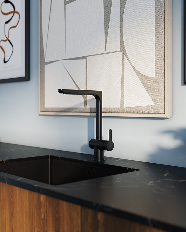 Kitchen mixer Estetic - Maximum flexibility with a pivoting spout, makes cooking and washing up easier. Locks for 0°, 60° and 110° are included
Cold start technology for energy efficiency and comfort – eliminates unnecessary heat consumption and provides a safe mixer even for children
Made from high quality materials and equipped with water saving technology to reduce environmental impact without compromising on performance or style