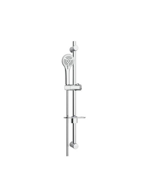 Shower set 2.1 - 3-function hand shower
Smart shelf with practical hooks
Attached with screws or glue
