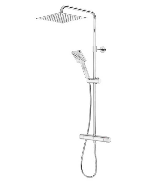 Shower column  New Nautic Square - Super slim head shower with generous water flow
3-functional hand shower with a pushbutton
A stylish mixer with grip-friendly handles in innovative design