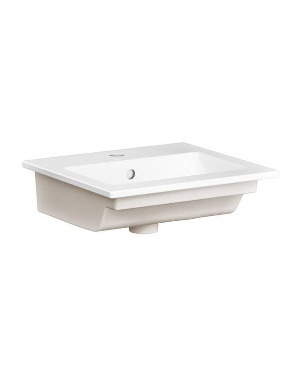 Bathroom sink for vanity unit Graphic - 45 cm - Shallow depth for more space in the bathroom
For mounting on Graphic furniture
Made from hygienic, durable and densely sintered sanitary ware