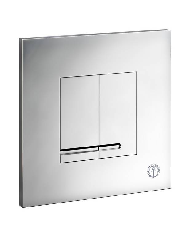 Flush button for fixture XS - wall control panel, square - Manufactured in plastic with a polished chrome surface
For front installation on Triomont XS
Available in different colours and materials