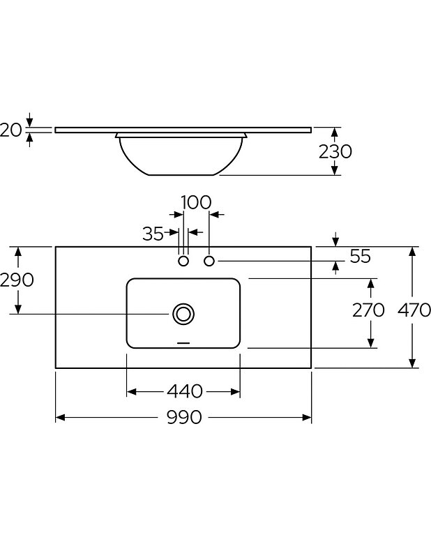 Ducentic stone worktop 100cm - Drawing - Gustavsberg_Tabletop_Ducentic_1_1_1000mm_ProductImages1300x1620.jpg
