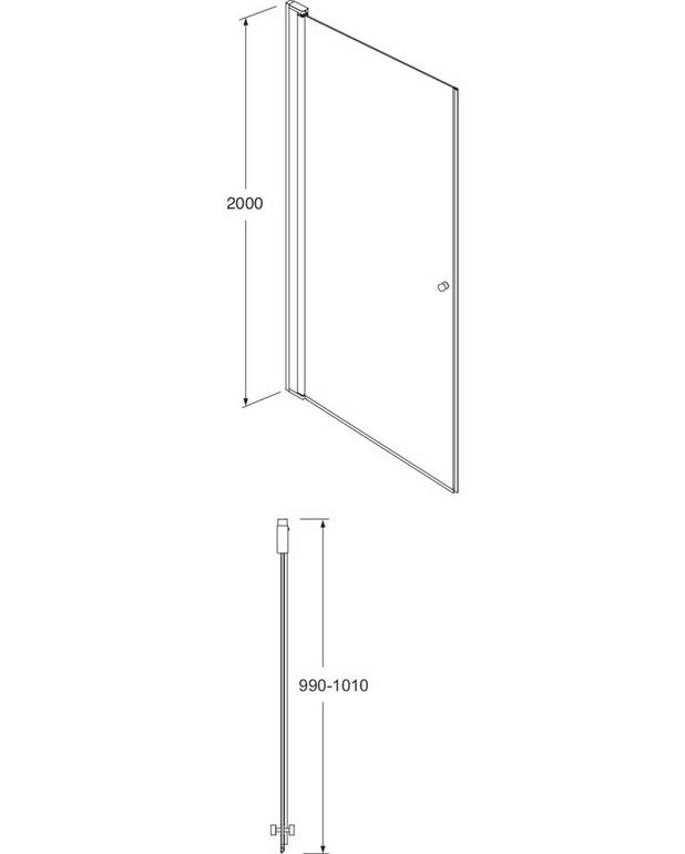 Square shower door - Reversible for right/left-hand installation
Pre-fitted door profiles for quick and simple installation
Polished profiles and door handles