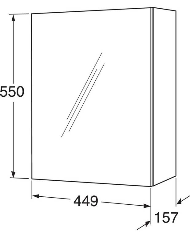 Peegelkapp Graphic Base - 45 cm - Kahepoolsed peegeluksed
Vaikselt sulguvad uksed
2 liigutatavat klaasriiulit