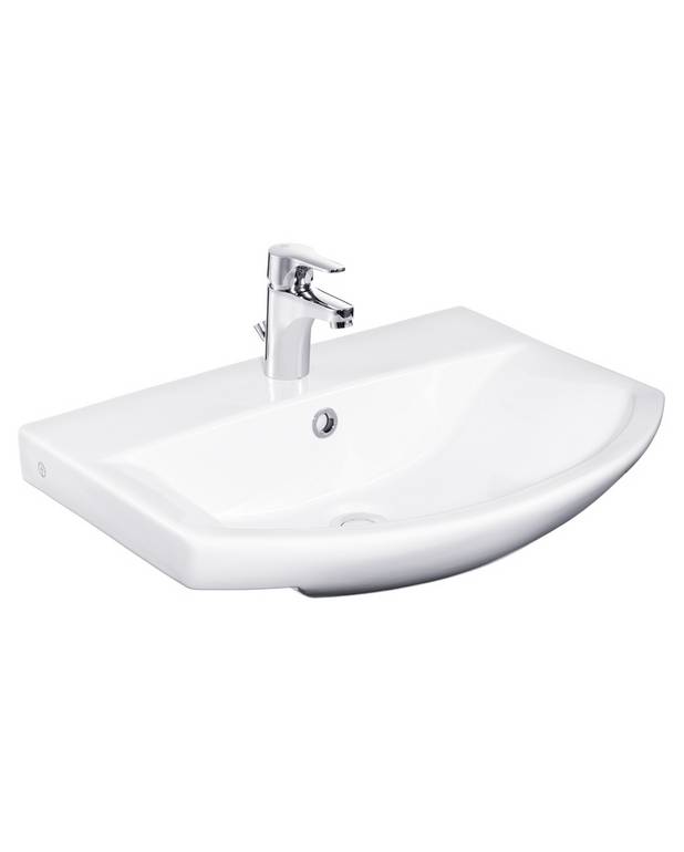 Bathroom sink Logic 5194 - for bolt/bracket mounting 61 cm - Flat countertop areas and generous basin
Concealed brackets for clean-looking installation
For bolt or bracket mounting