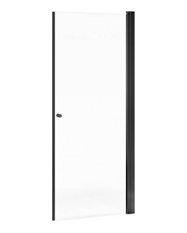 Square dušas durvis - Durvis iespējams uzstādīt labajā vai kreisajā pusē
Iepriekš uzstādīti durvju profili ātrai un vienkāršai montāžai
Matēti melni profili un durvju rokturi