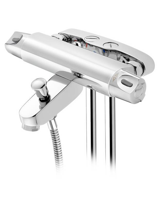 Tub faucet Nautic - thermostat - Safe Tough reduces the heat on the front of the faucet.
Maintains even water temperature upon pressure and temperature changes
Pull diverter changes flow path from bath to shower
