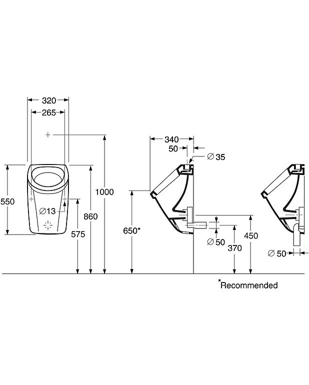 Urinal 7G50 - exposed plumbing connection - Drawing - 7G50.jpg