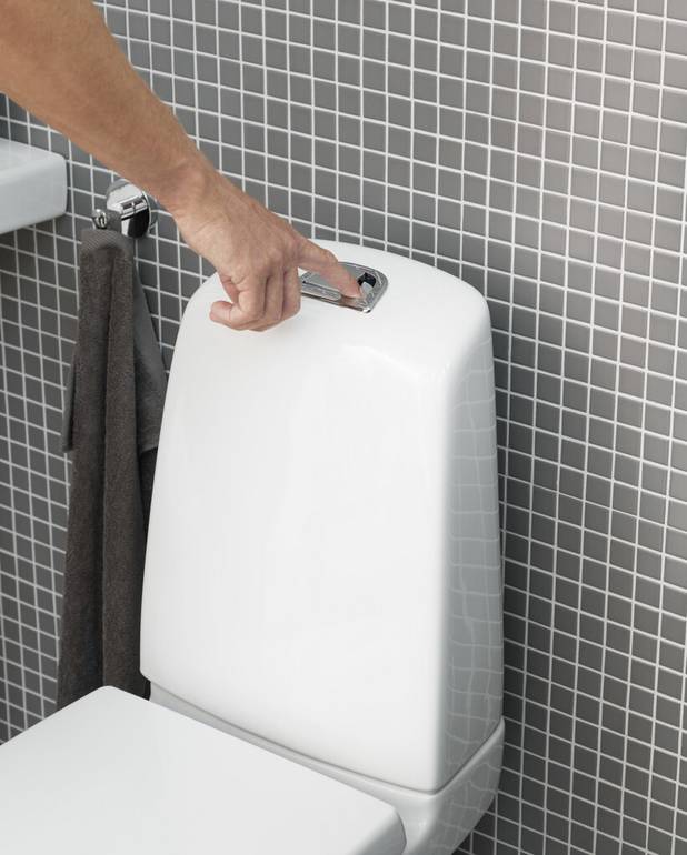 Toilet Nautic 5510L - skjult P-lås - Rengøringsvenligt og minimalistisk design
Lav skylleknap i flot design
Ceramicplus: hurtig og miljøvenlig rengøring